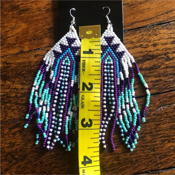 New Southwestern Boho Intricate Handmade Beaded Earrings - Picture 10 of 12